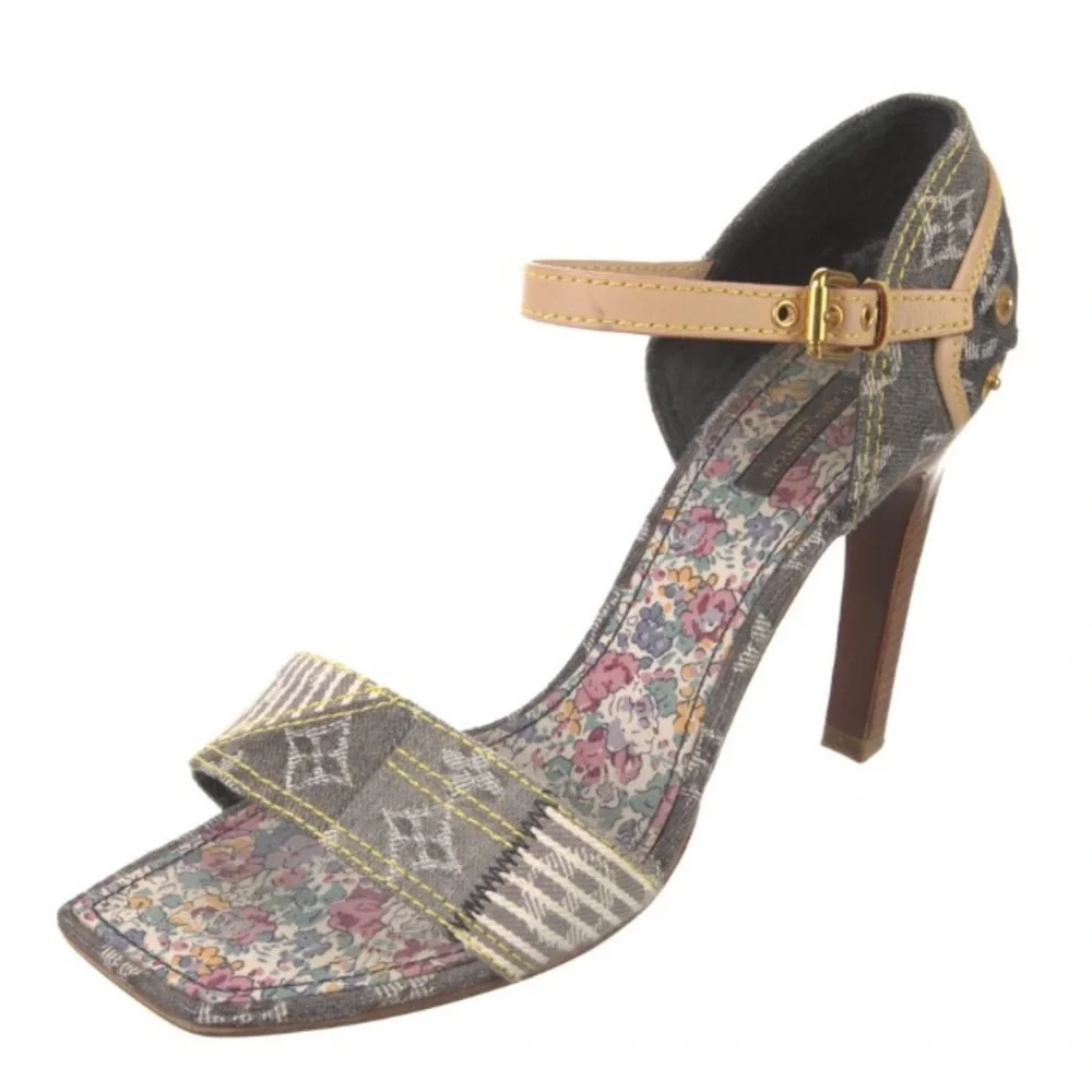 LOUIS VUITTON Jean Gray and Tan Women's Heels - Picture 3 of 3
